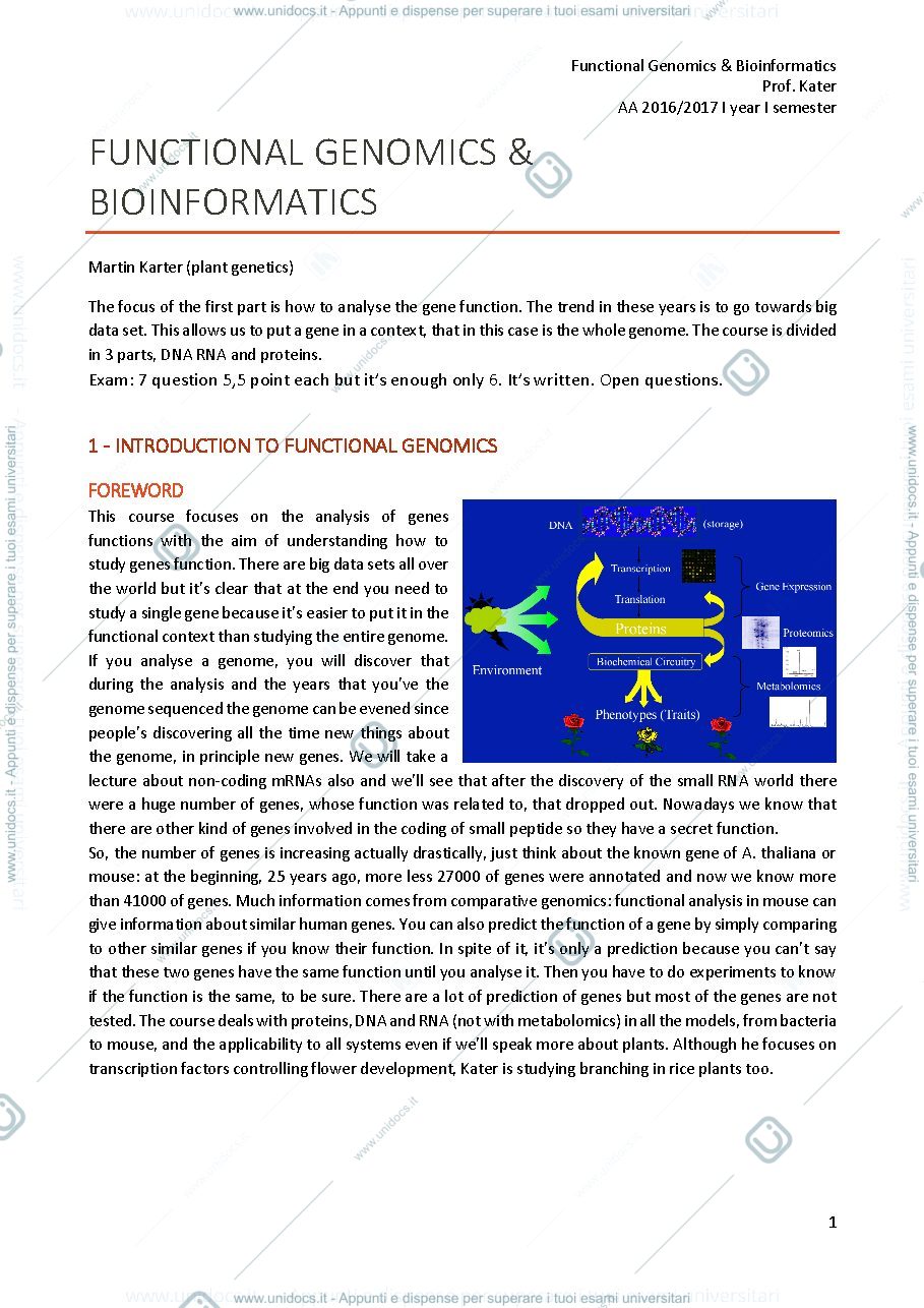 Anteprima pagina 1 — functional genomics