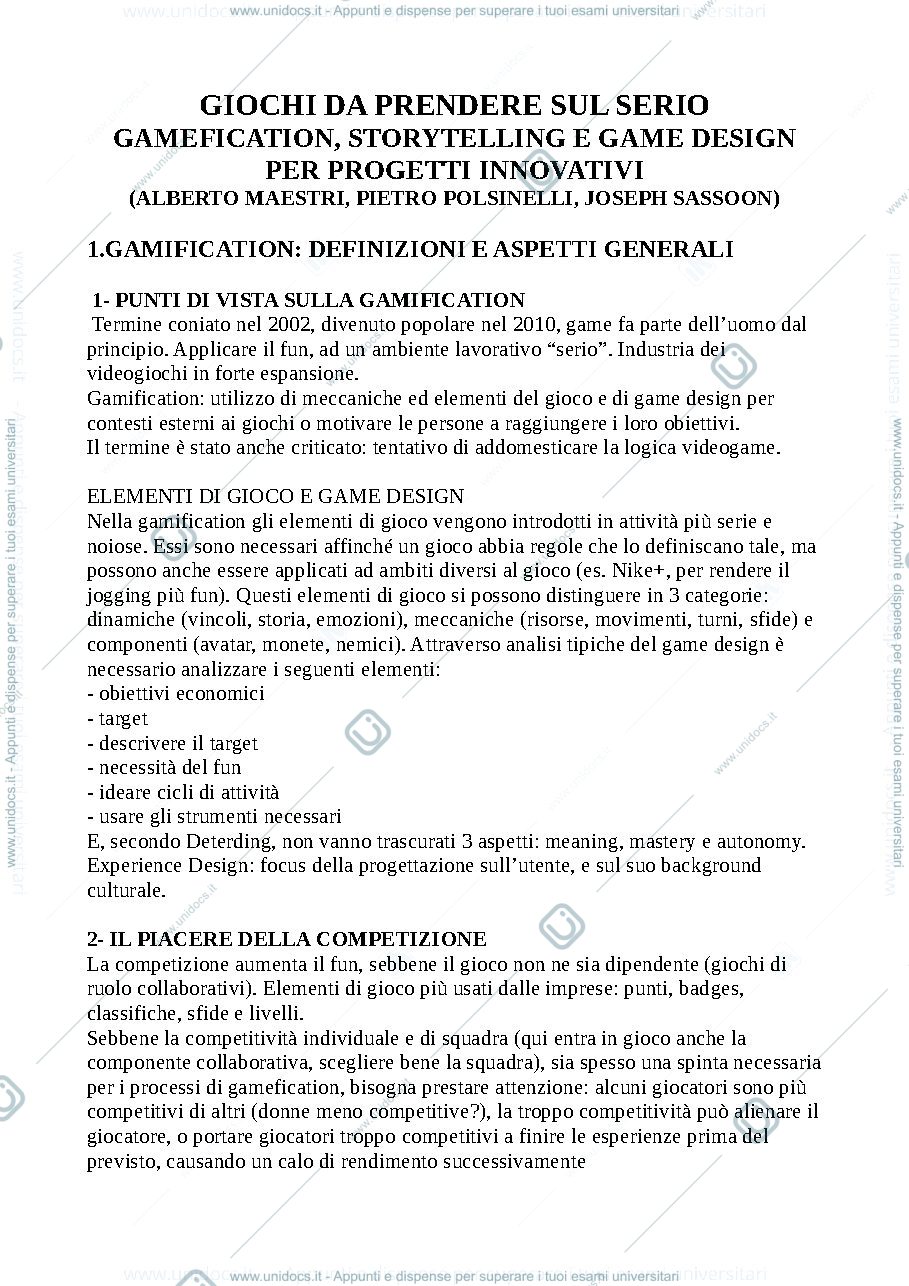 Anteprima pagina 1 — GIOCHI DA PRENDERE SUL SERIO GAMEFICATION, STORYTELLING E GAME DESIGN PER PROGETTI INNOVATIVI (ALBERTO MAESTRI, PIETRO POLSINELLI, JOSEPH SASSOON)