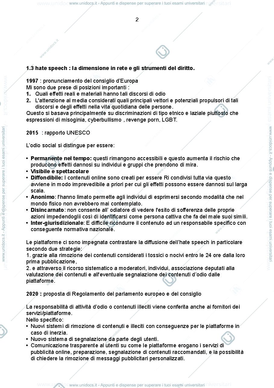 Anteprima pagina 2 — Riassunto primo capito Odio Social