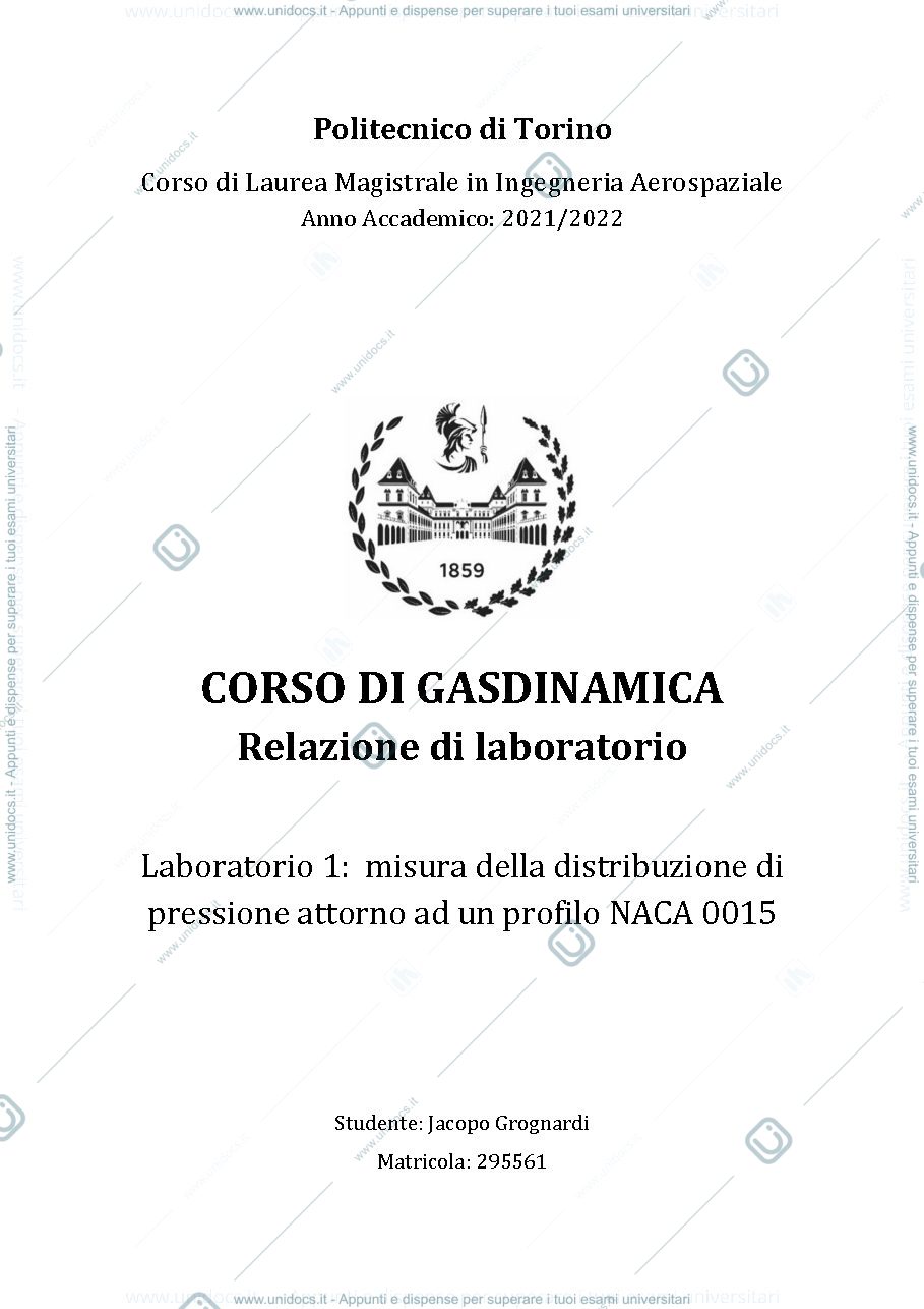 Anteprima pagina 1 — Relazioni delle esercitazioni di laboratorio - rel. 1