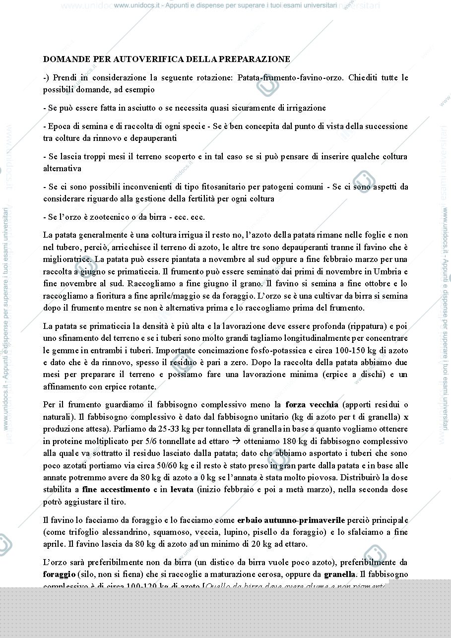 Anteprima pagina 1 — COLTIVAZIONI ERBACEE - DOMANDE