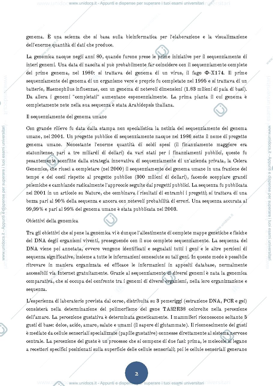 Anteprima pagina 2 — Appunti di genomica 