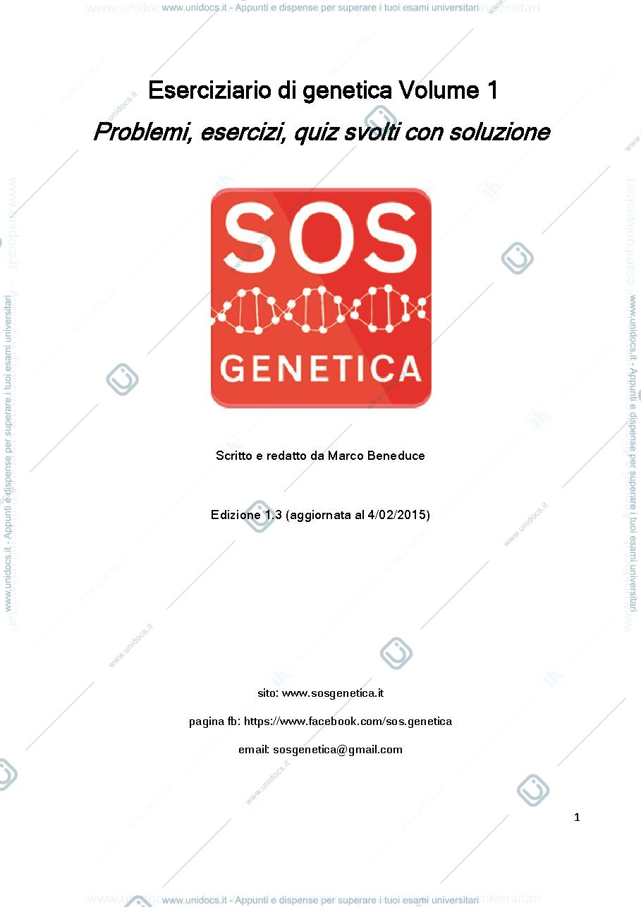 Anteprima pagina 1 — Eserciziario genetica 
