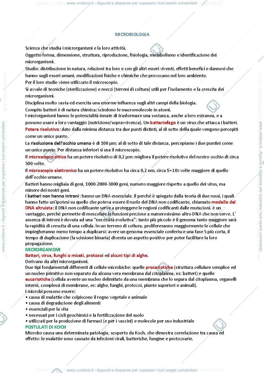 Anteprima pagina 1 — MICROBIOLOGIA