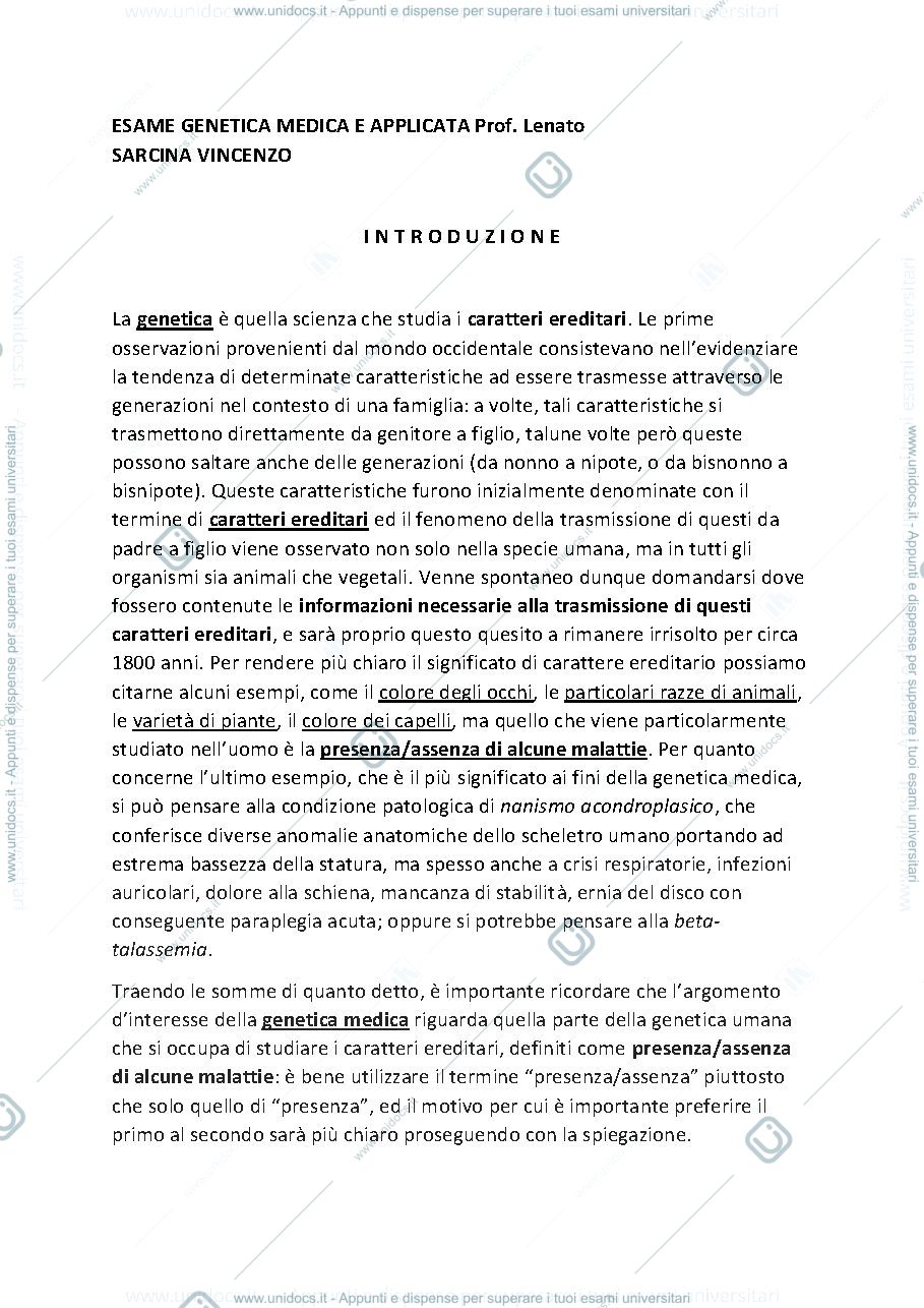 Anteprima pagina 1 — GENETICA MEDICA