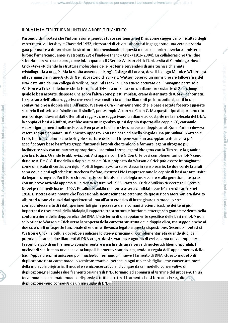 Anteprima pagina 1 — Il dna è la sua duplicazione 