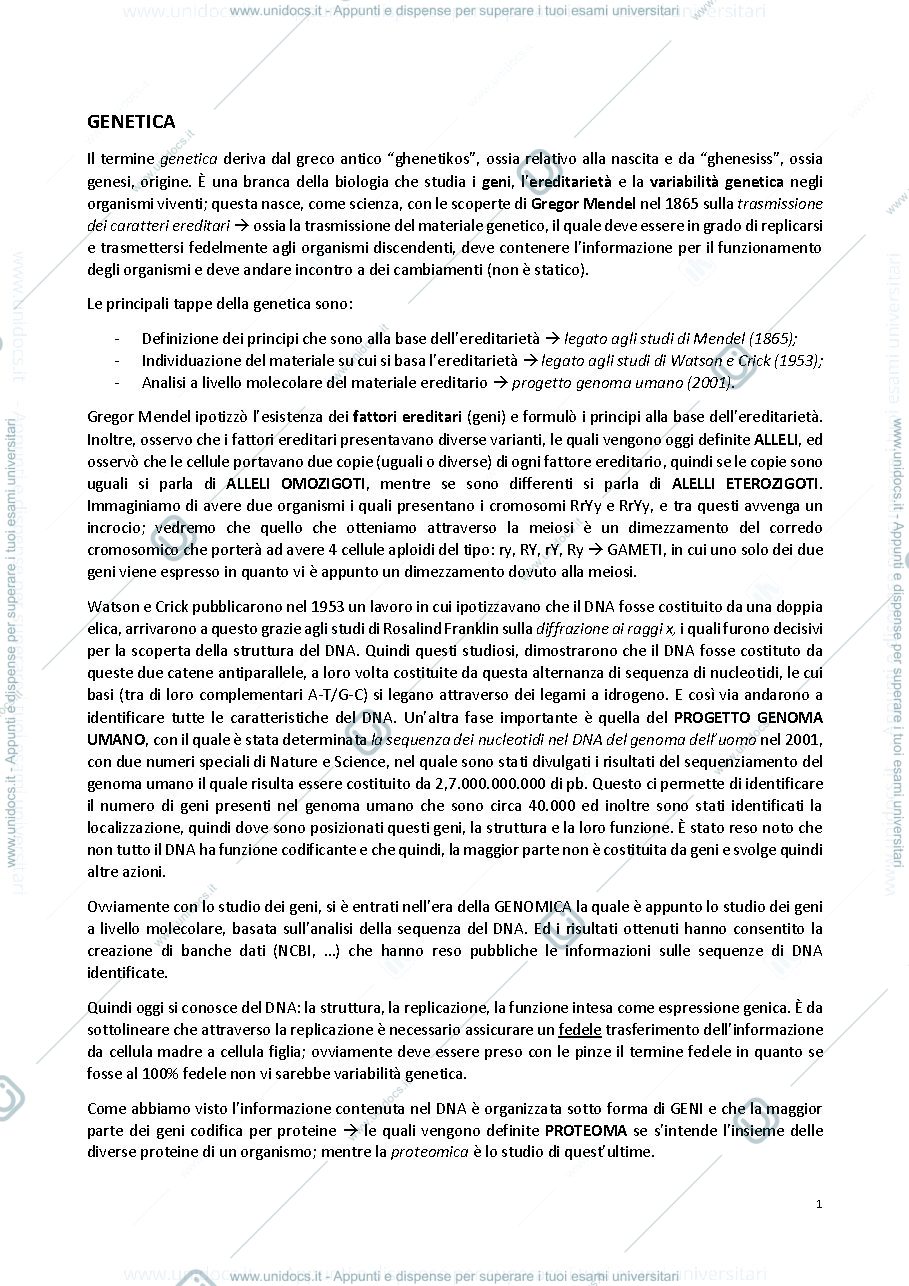 Anteprima pagina 1 — GENETICA