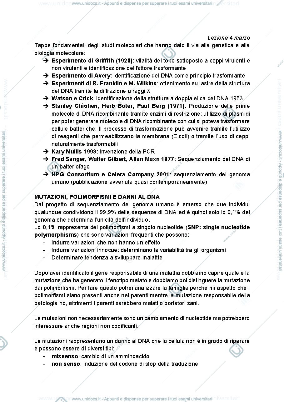 Anteprima pagina 1 — Dispense Genetica molecolare