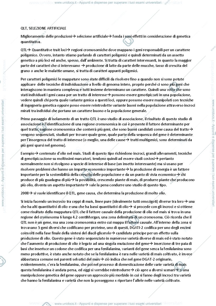 Anteprima pagina 1 — QTL e SELEZIONE ARTIFICIALE