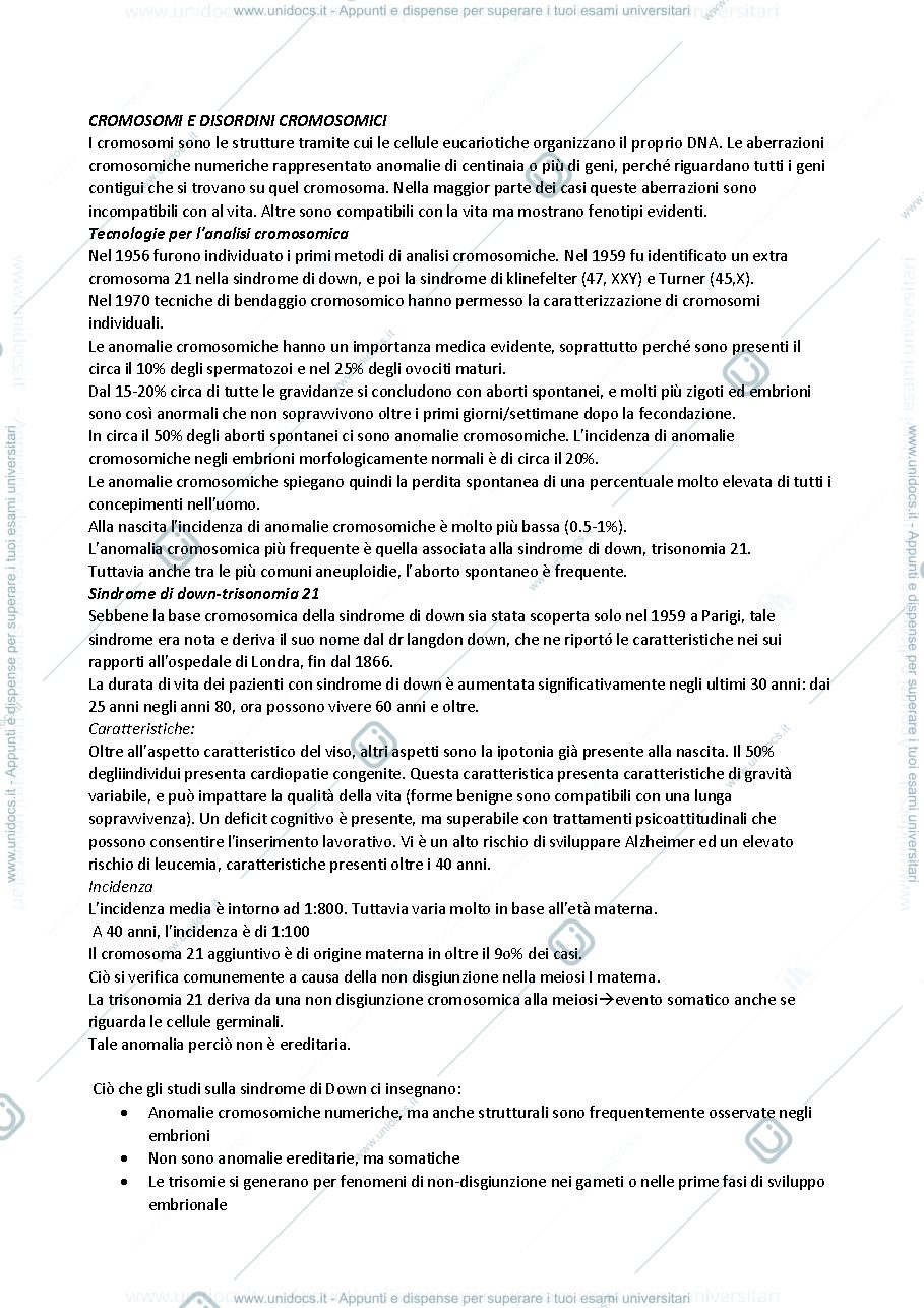 Anteprima pagina 1 — disordini cromosomici