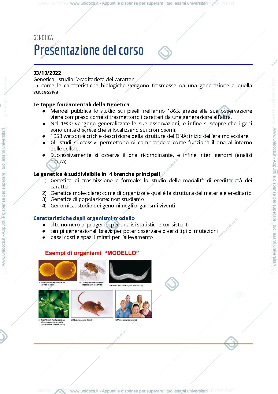 Anteprima pagina 1 — GENETICA