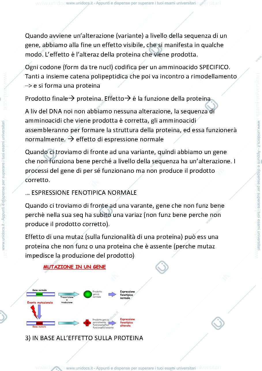 Anteprima pagina 2 — mutazioni genetiche terza parte prima lezione GENETICA MEDICA