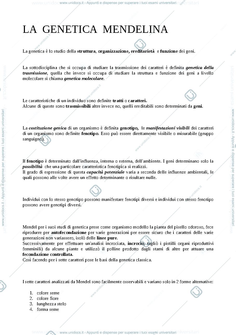 Anteprima pagina 1 — Genetica mendeliana