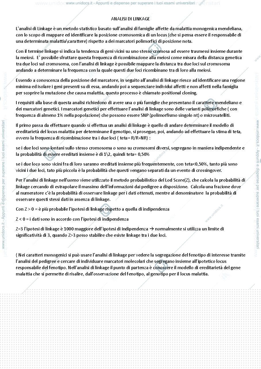 Anteprima pagina 1 — Analisi di Linkage e GWAS