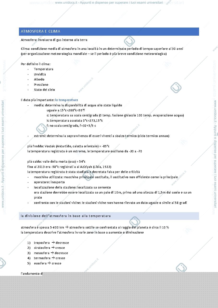 Anteprima pagina 1 — atmosfera e clima 
