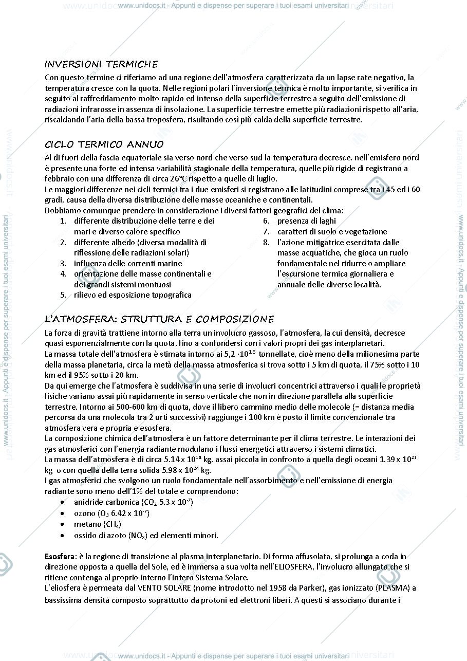 Anteprima pagina 2 — Appunti: atmosfera, climi, correnti oceaniche