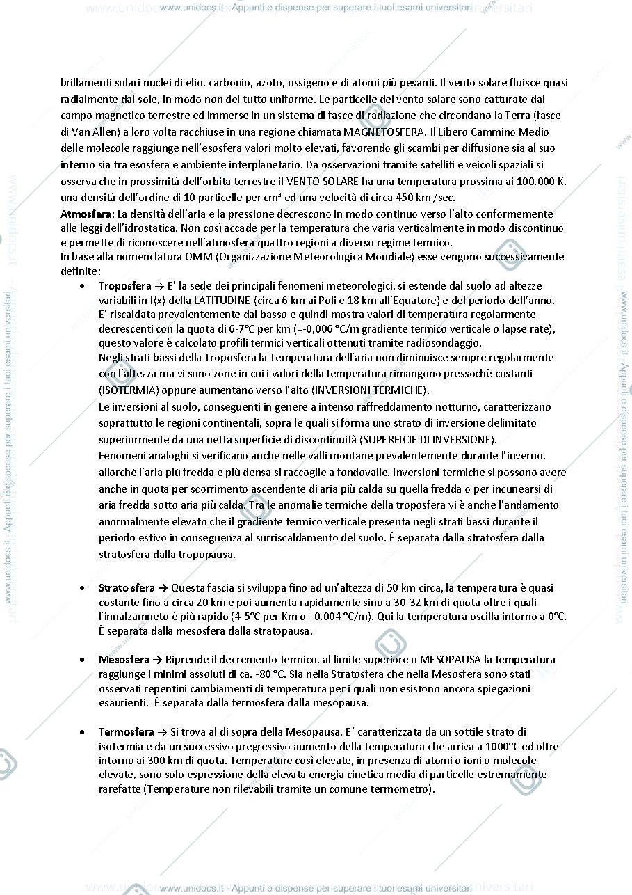 Anteprima pagina 3 — Appunti: atmosfera, climi, correnti oceaniche