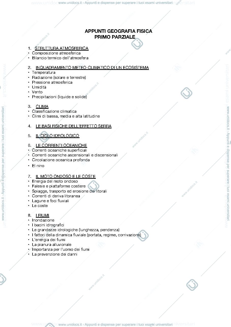 Anteprima pagina 1 — APPUNTI GEOGRAFIA FISICA  