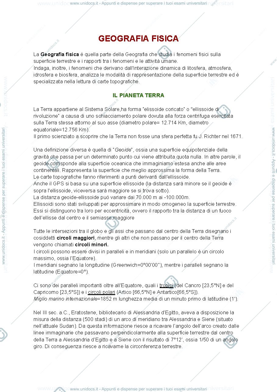 Anteprima pagina 1 — Il pianeta Terra e le proiezioni cartografiche