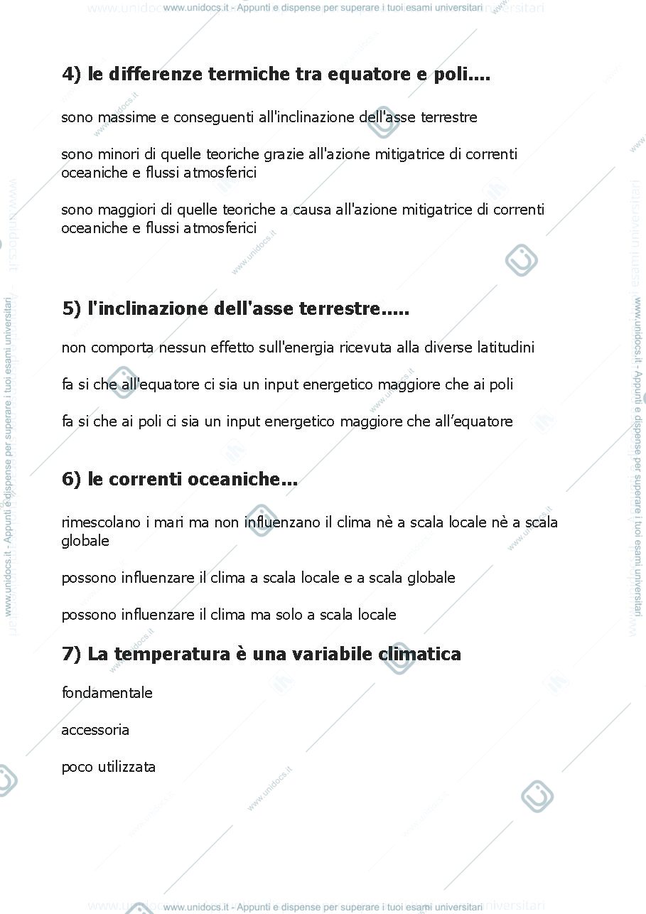 Anteprima pagina 2 — domande primo esame parziale di geografia fisica professoressa Guglielmina Diolaiuti