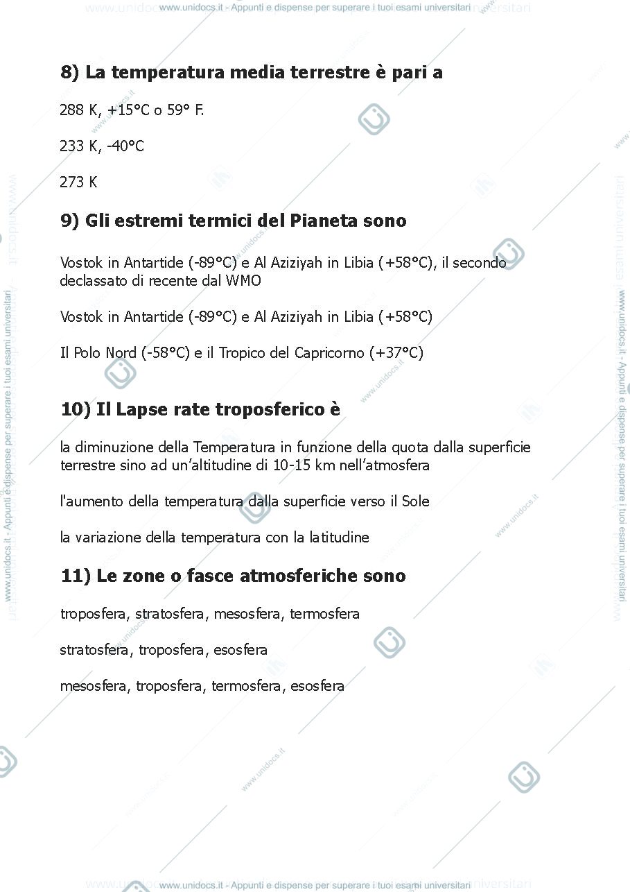 Anteprima pagina 3 — domande primo esame parziale di geografia fisica professoressa Guglielmina Diolaiuti