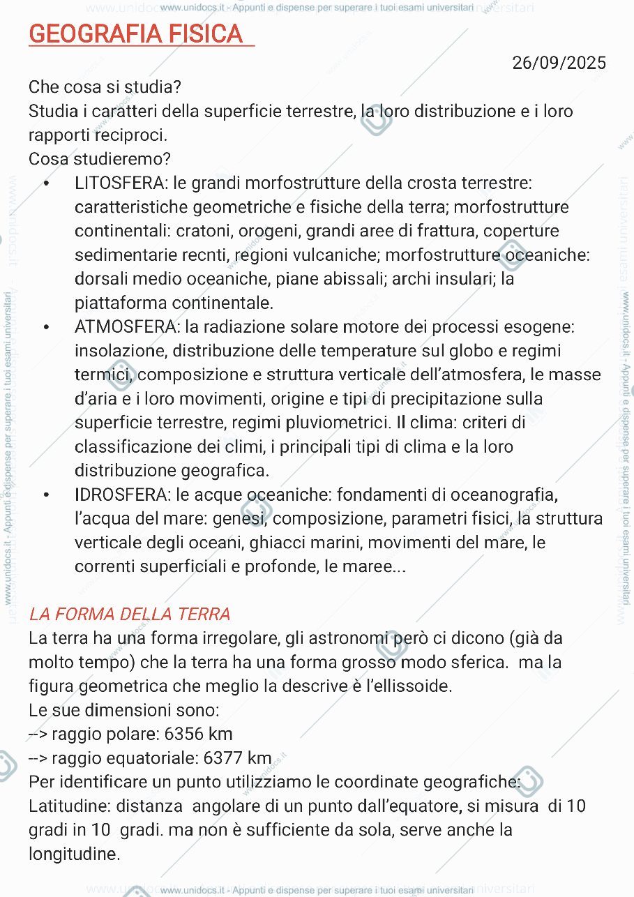 Anteprima pagina 1 — geografia fisica 