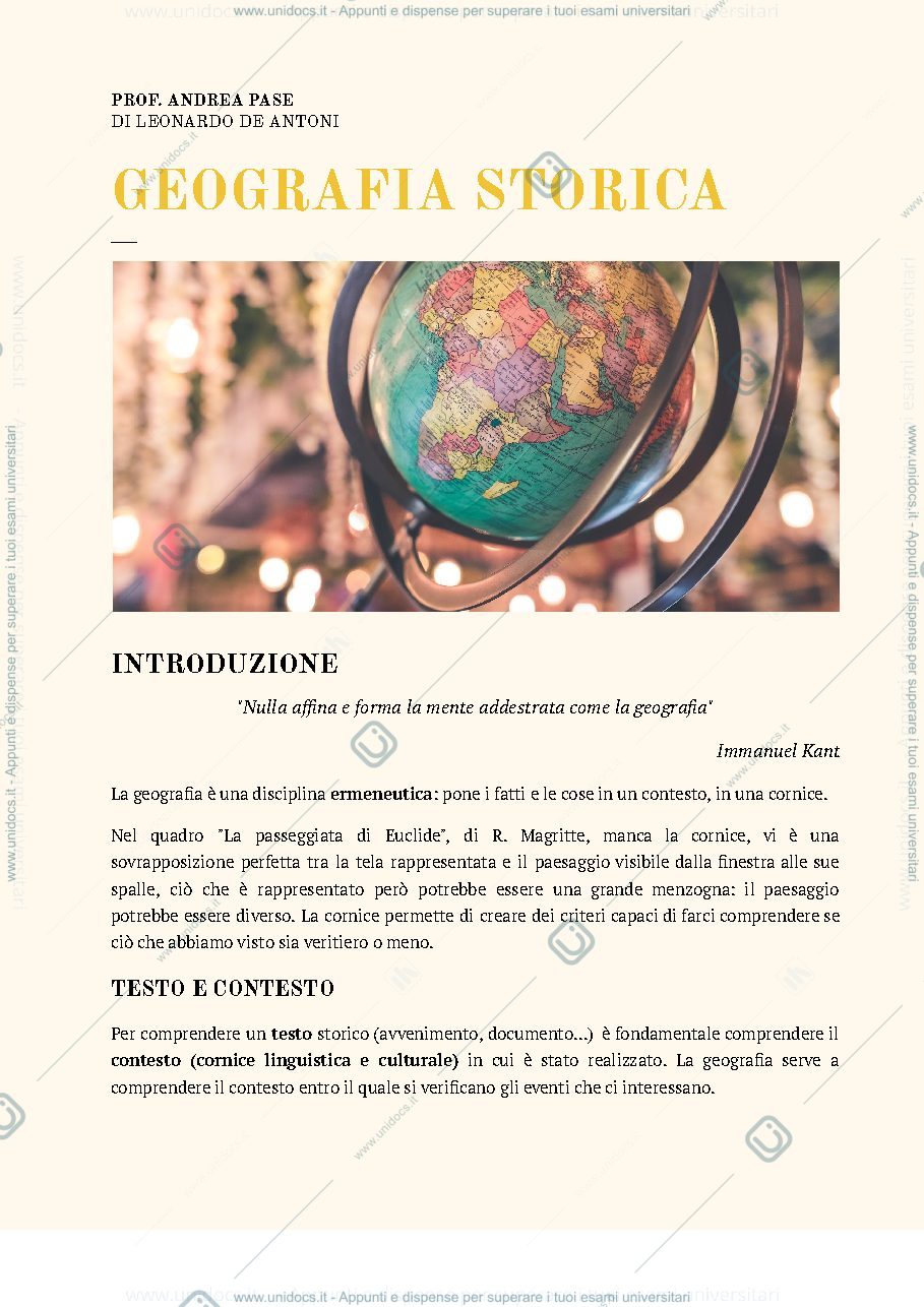 Anteprima pagina 1 — GEOGRAFIA STORICA (2023/2024)