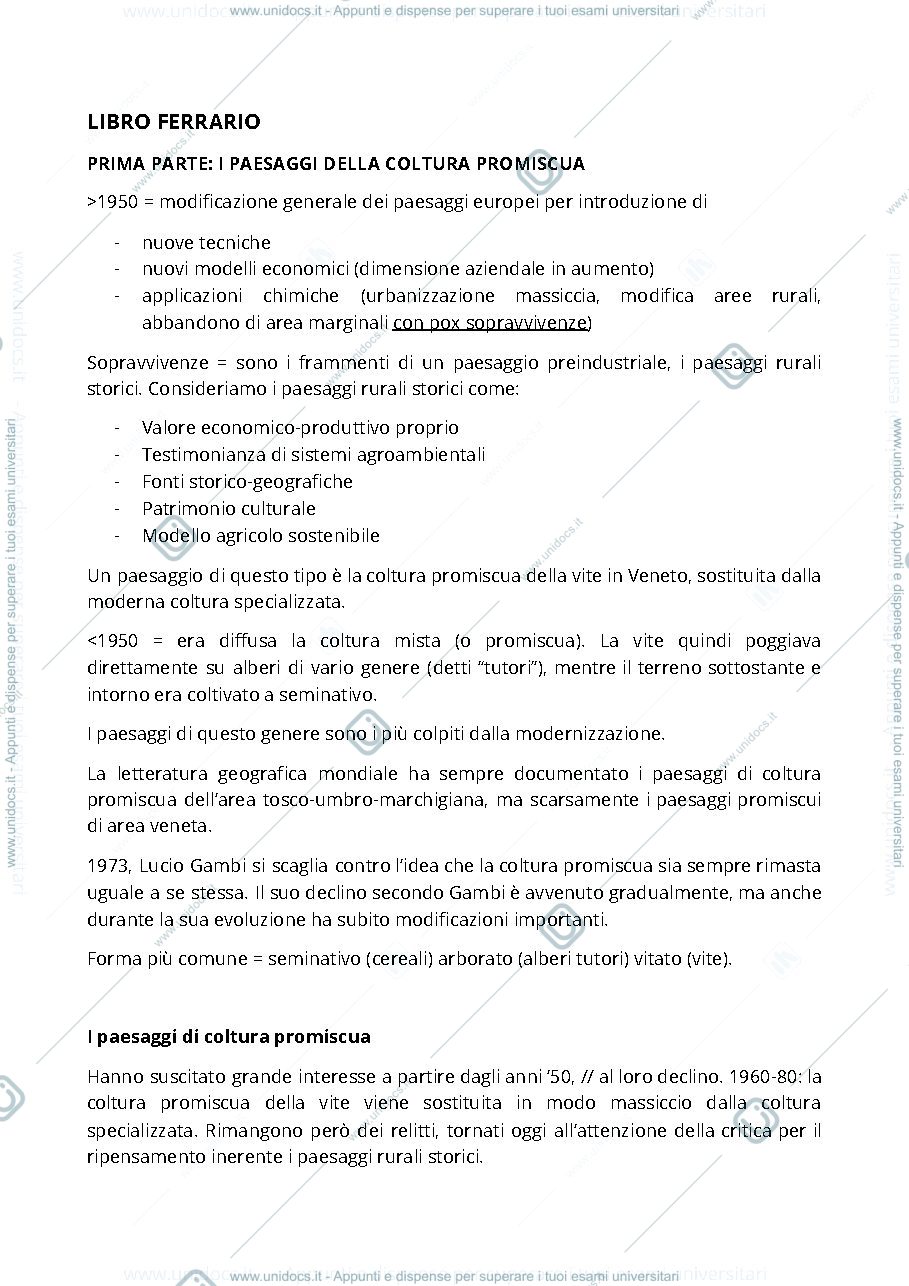 Anteprima pagina 1 — Letture geografiche di un paesaggio storico (riassunto)