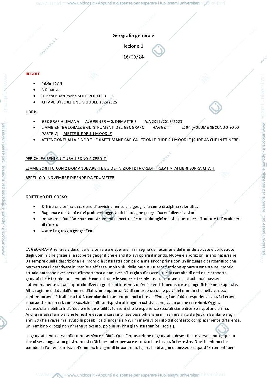 Anteprima pagina 1 — GEOGRAFIA UMANA 