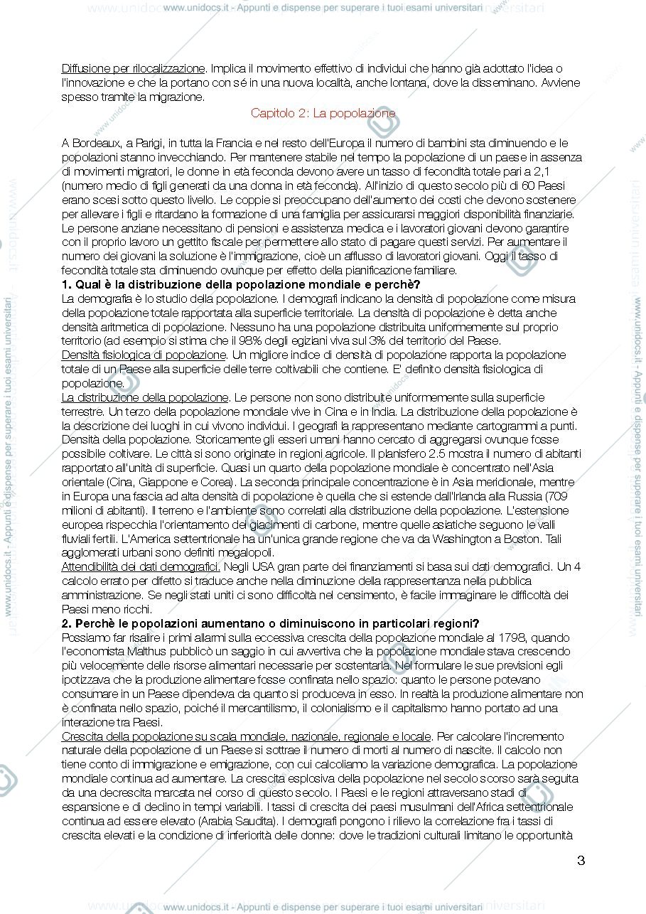 Anteprima pagina 3 — Riassunto manuale di geografia umana
