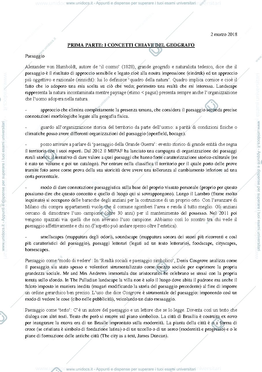 Anteprima pagina 1 — Appunti Lezione - Geografia 