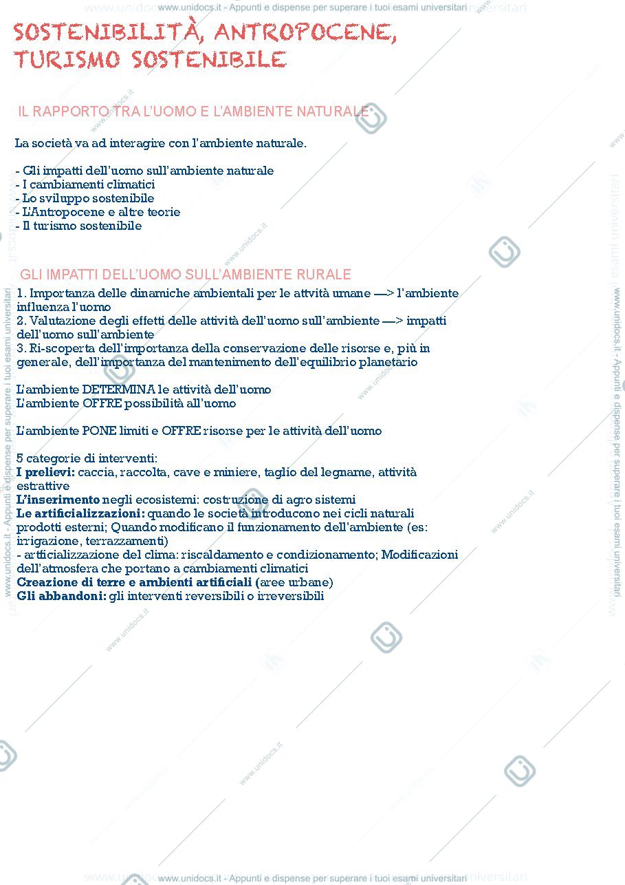 Anteprima pagina 1 — Sostenibilità, Antropocene, Turismo sostenibile 