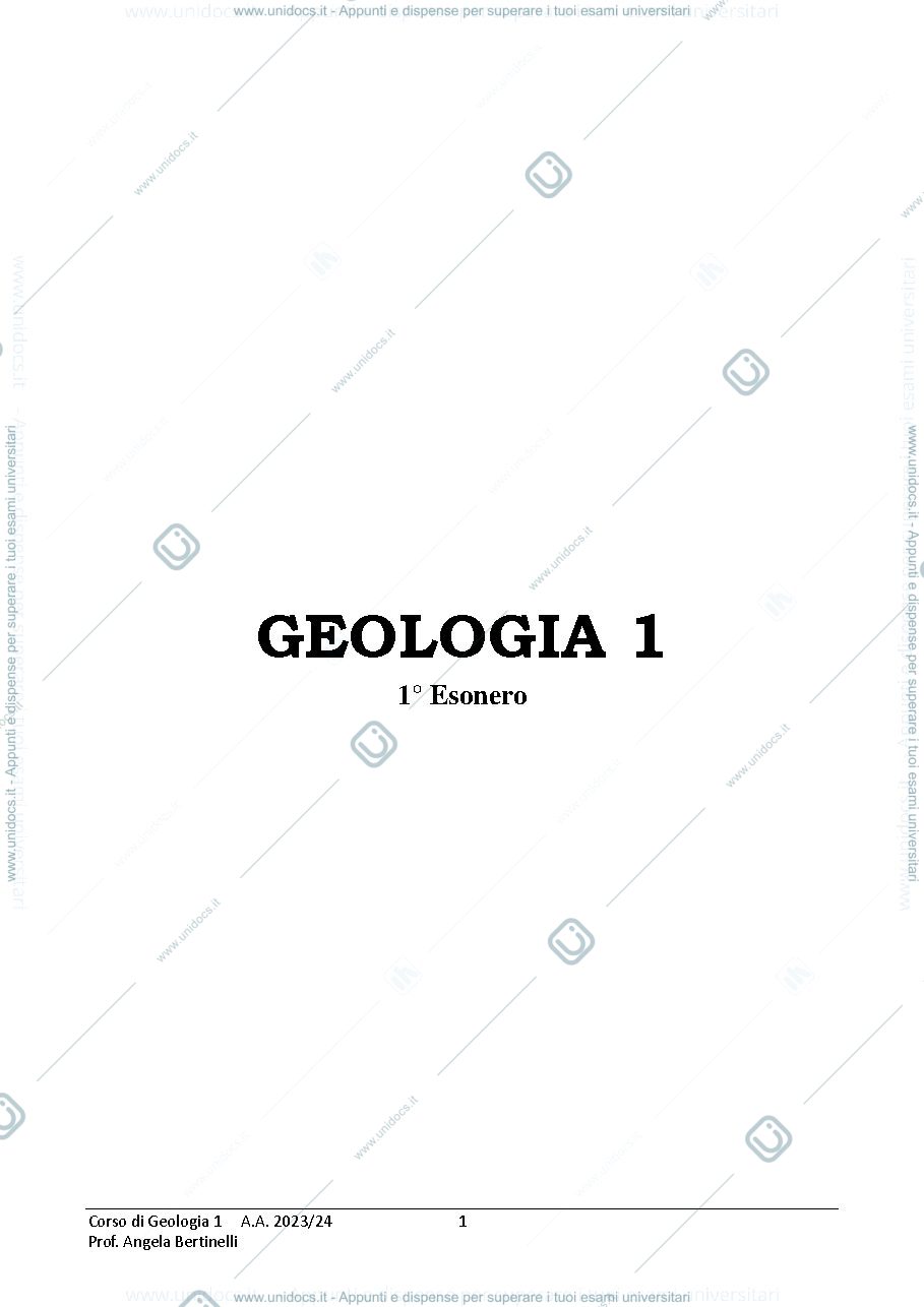 Anteprima pagina 1 — Appunti del corso Geologia 1