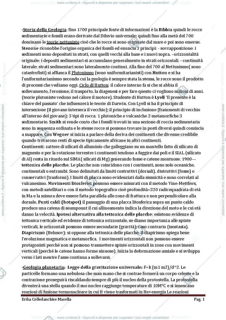 Anteprima pagina 1 — geologia con elementi di sedimentologia