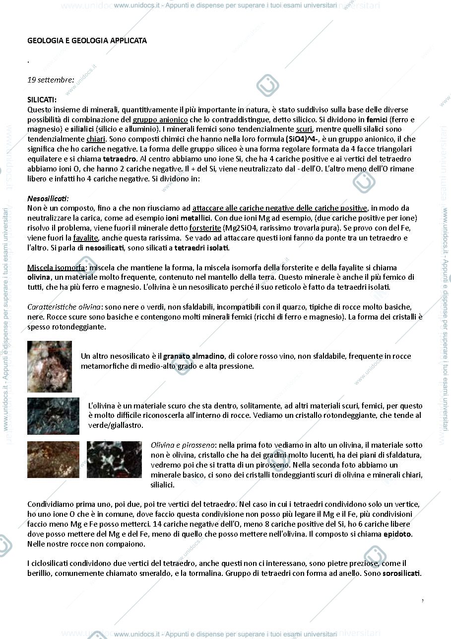 Anteprima pagina 1 — Appunti geologia rocce 