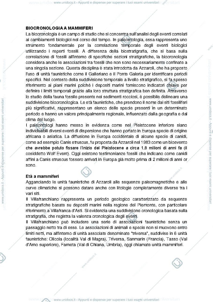 Anteprima pagina 1 — Biocronologia a mammiferi