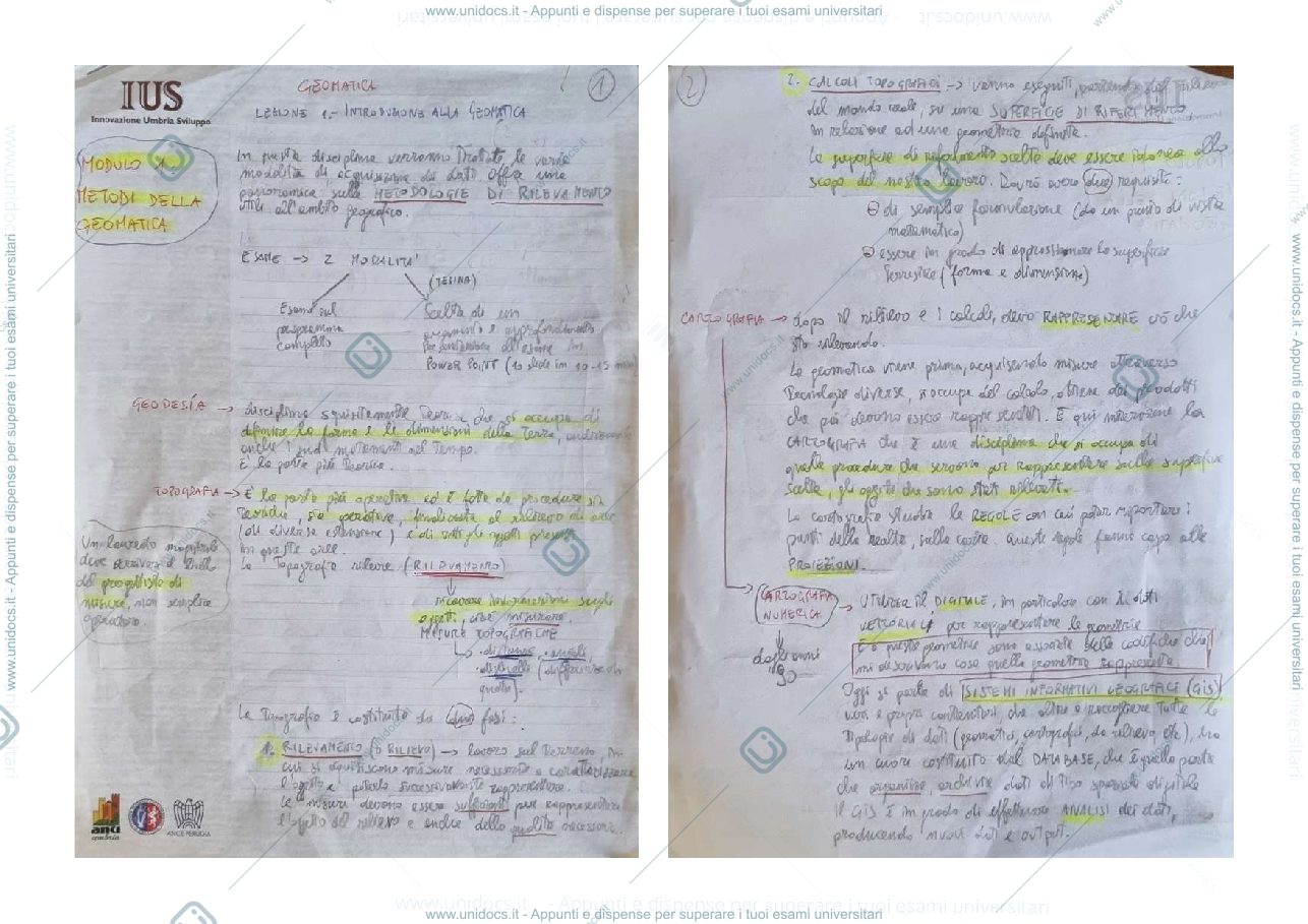 Anteprima pagina 1 — Appunti di Geomatica A.A. 2021/2022