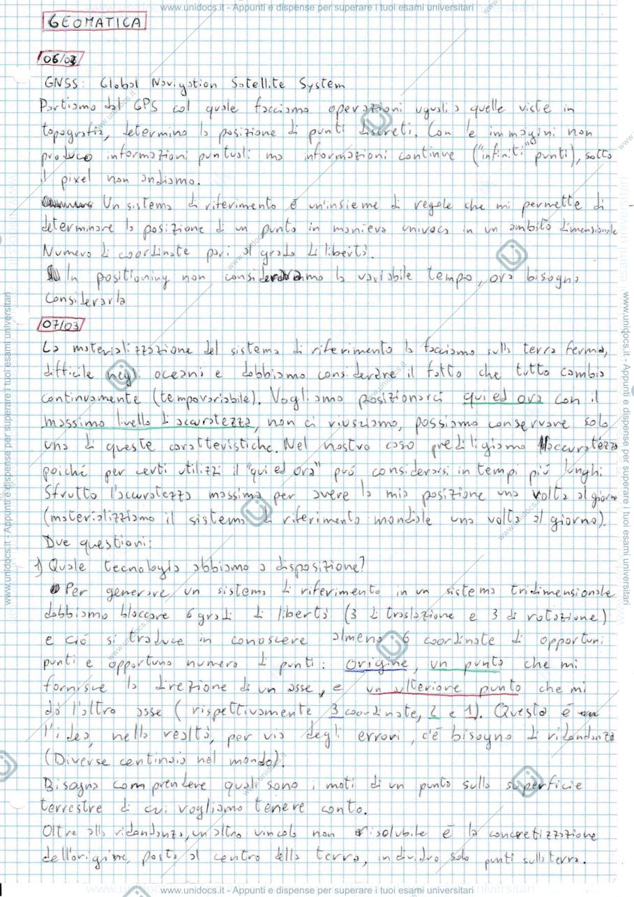Anteprima pagina 1 — Appunti Geomatica crespi
