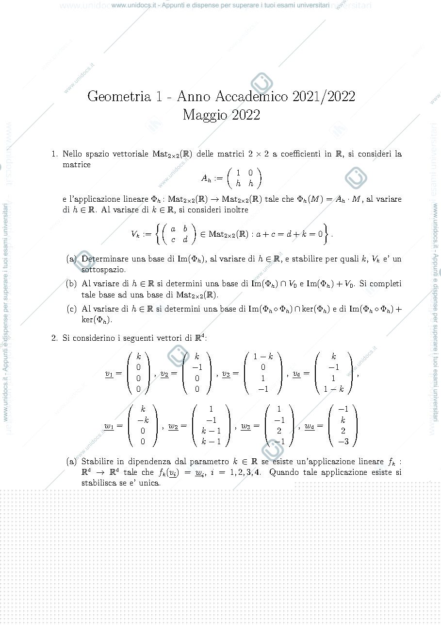 Anteprima pagina 1 — Tema d'esame di aprile maggio 2022