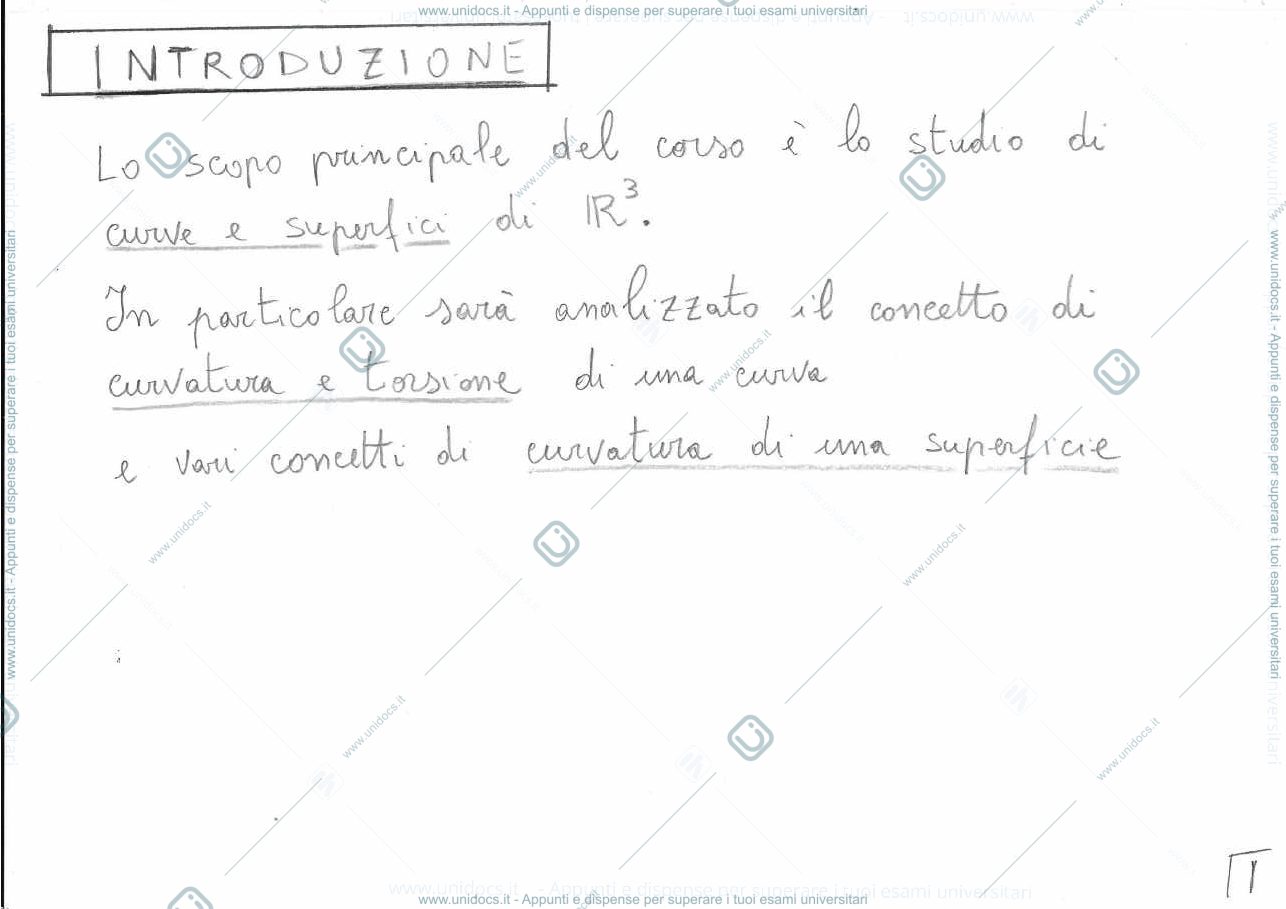 Anteprima pagina 1 — Appunti Geometria Differenziale 1