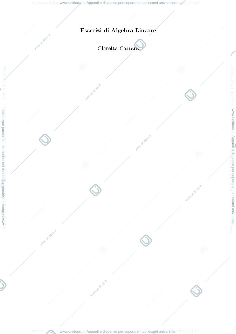 Anteprima pagina 1 — eserciziario geometria e algebra 