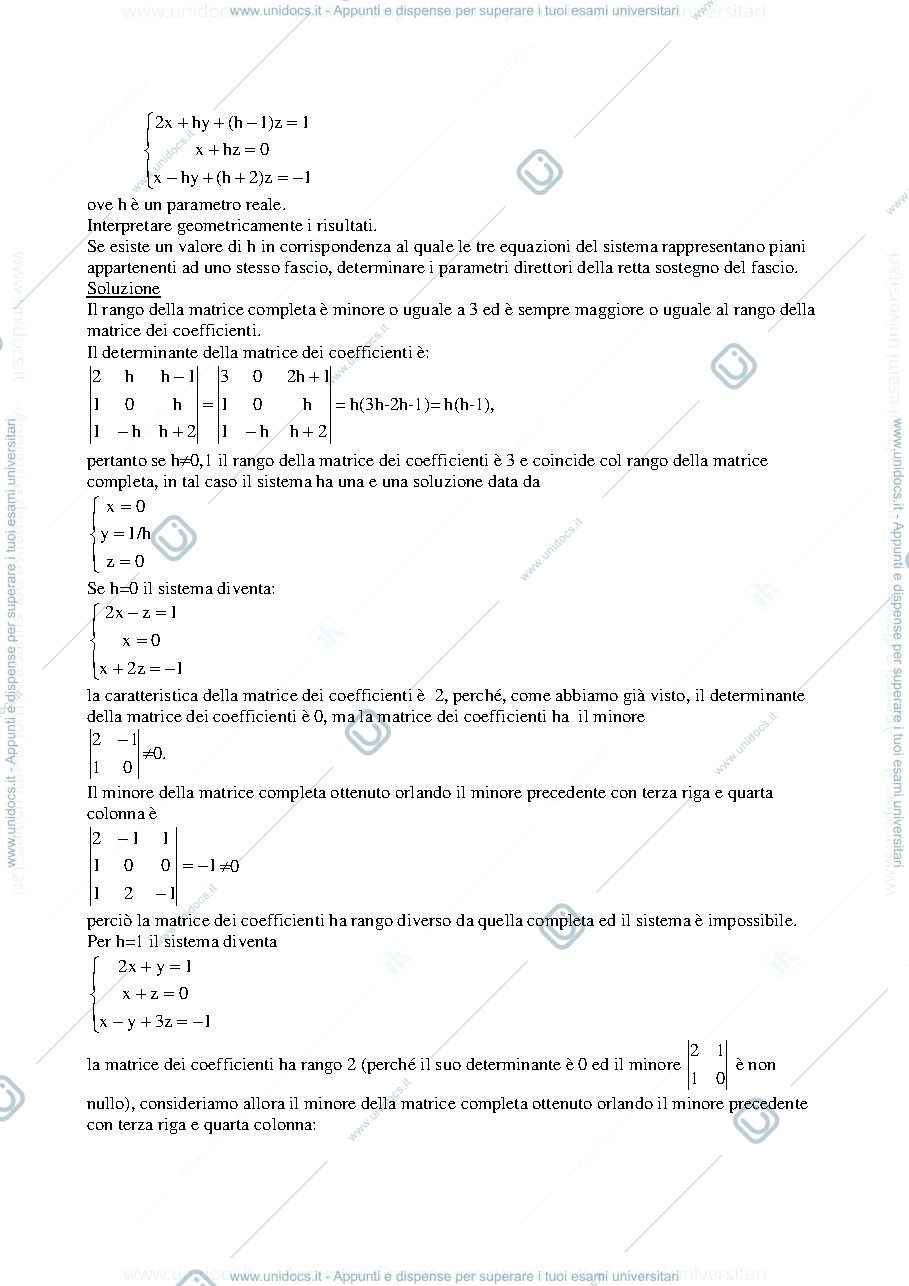 Anteprima pagina 2 — Esercizi su sistemi lineari e geometria (lineare) esercizi prof: Alessandra Cherubini