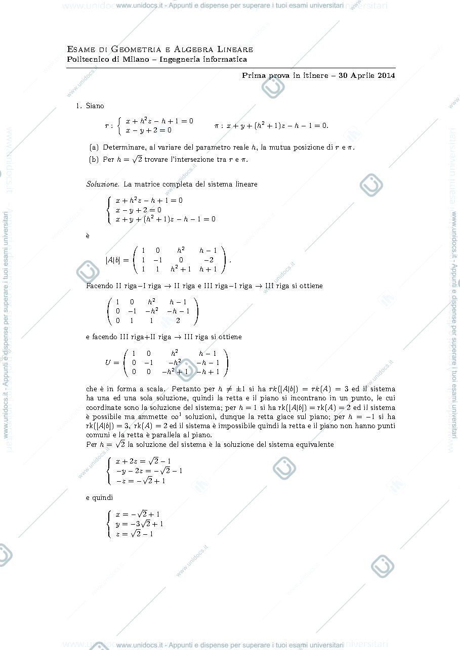 Anteprima pagina 1 — prova 2014 esame prof: Alessandra Cherubini