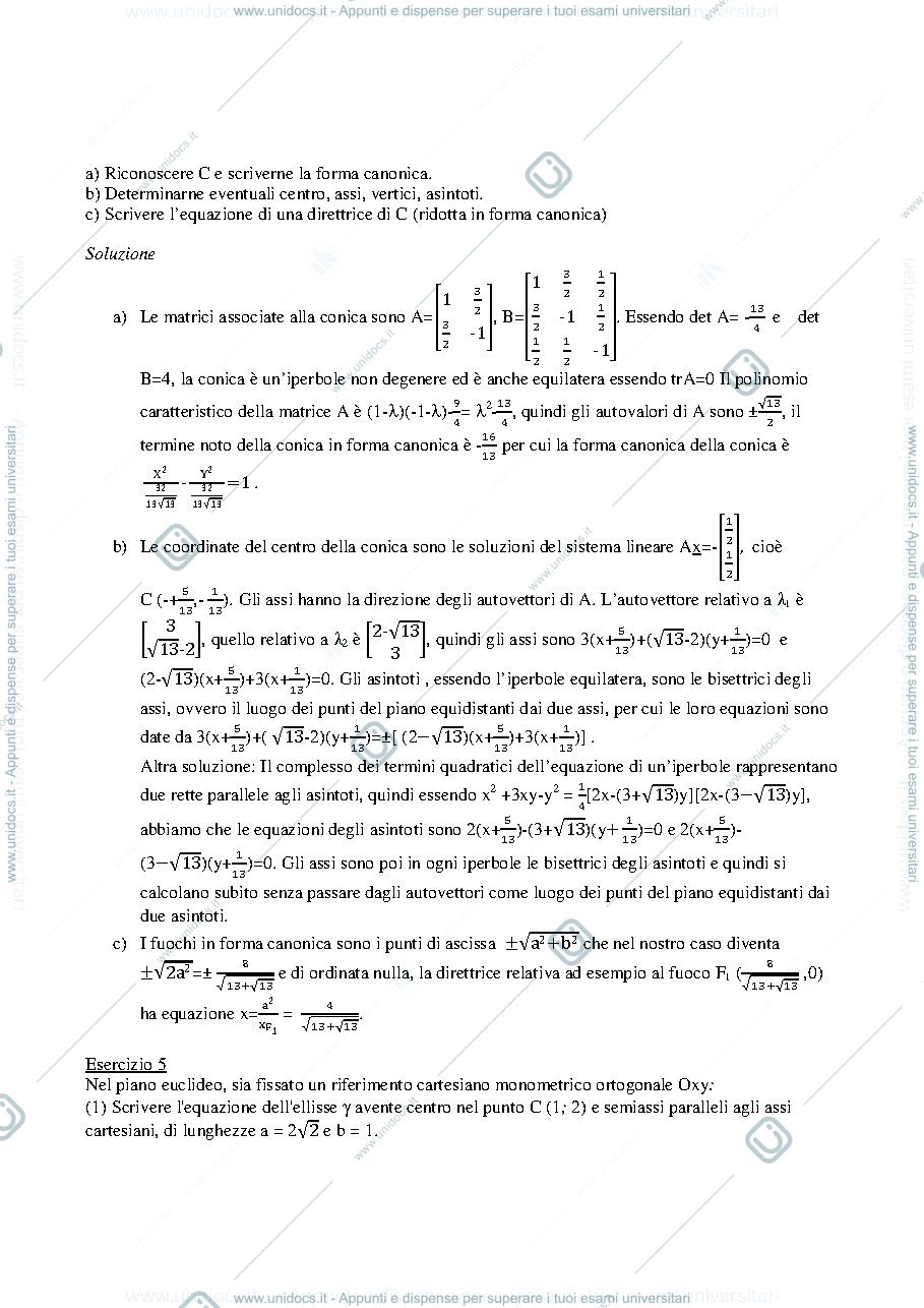 Anteprima pagina 2 — Testi e soluzione di esercizi di geometria analitica nel piano prof: Alessandra Cherubini