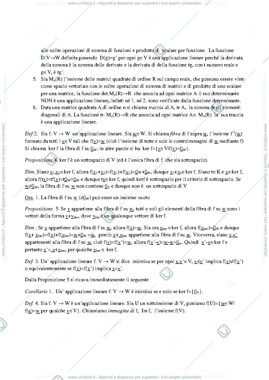 Anteprima pagina 2 — Nozioni base sulle applicazioni lineari della prof: Alessandra Cherubini
