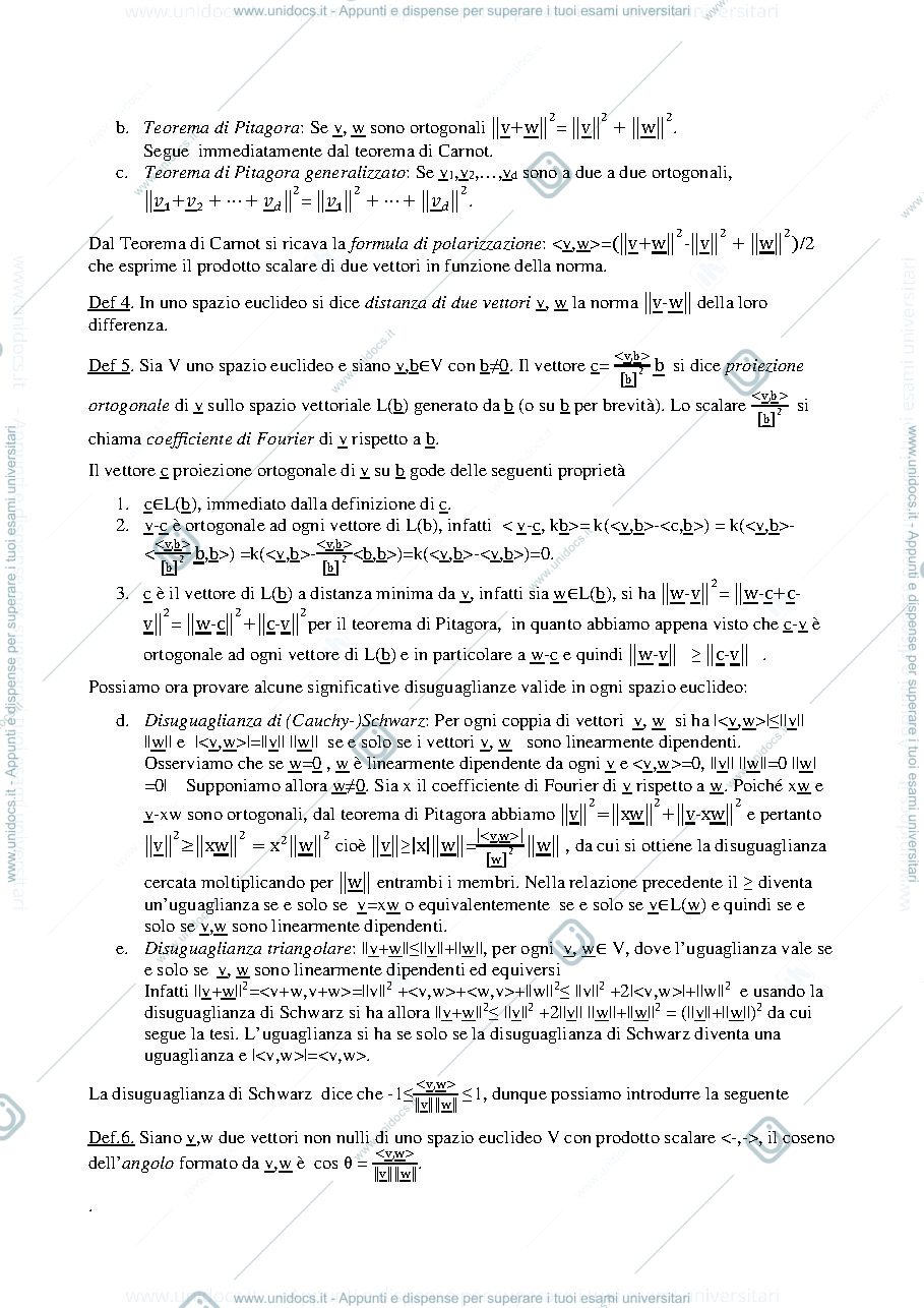 Anteprima pagina 2 — Nozioni base su spazi euclidei della prof: Alessandra Cherubini