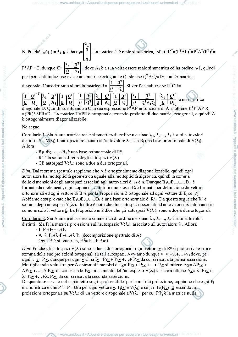 Anteprima pagina 2 — Nozioni base su teorema spettrale, forme quadratiche e applicazioni della prof: Alessandra Cherubini