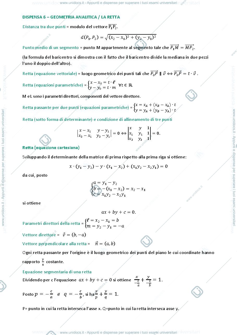 Anteprima pagina 1 — geometria analitica/la retta
