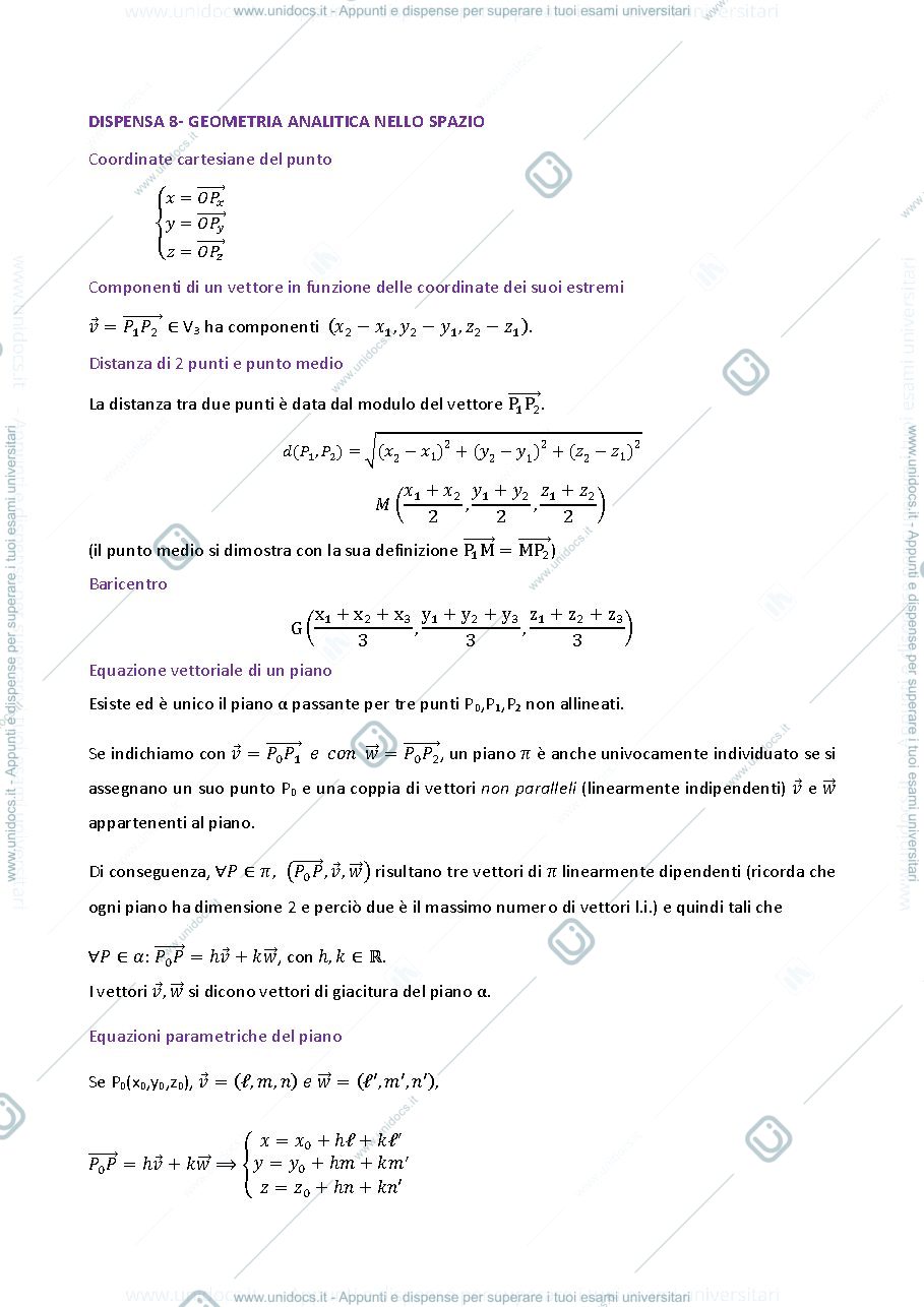 Anteprima pagina 1 — geometria analitica nello spazio