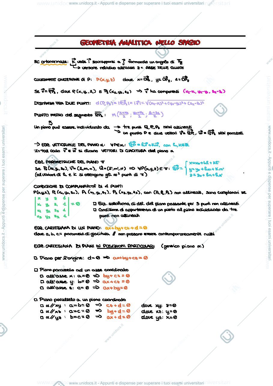 Anteprima pagina 1 — geometria analitica nello spazio